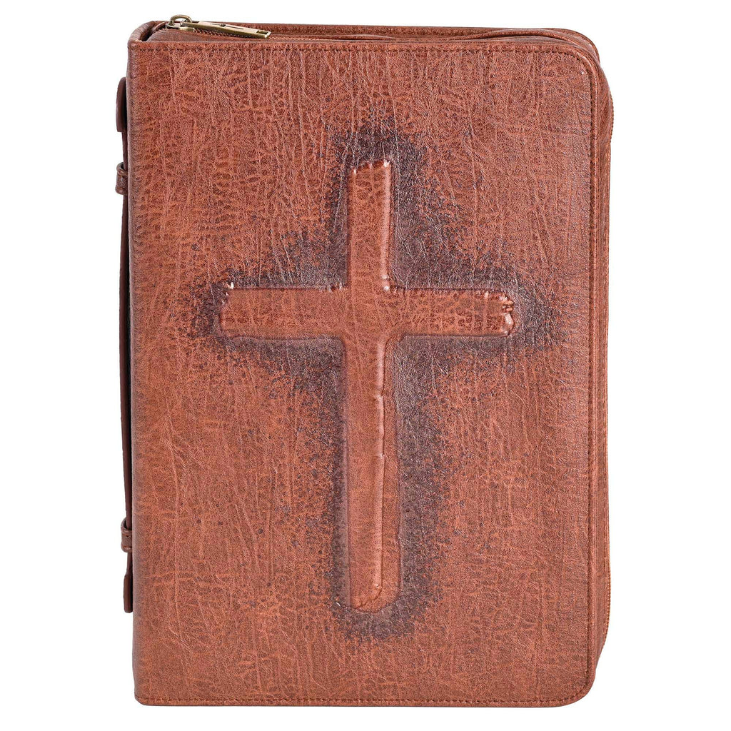 White Dove Bible Cover Vintage Cross Brown XL