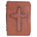 White Dove Bible Cover Vintage Cross Brown XL