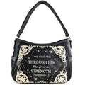 Bible Verse Philippians 4:13 Embroidery Handbag Hobo Bag: Black