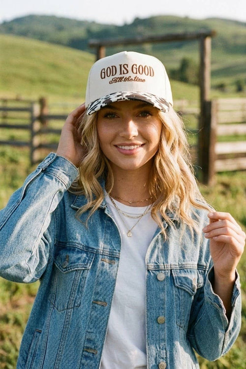 0718 God Is Good All The Time Two Tone Cap SI-28124: PAISLEY BLACK-198326 / OS